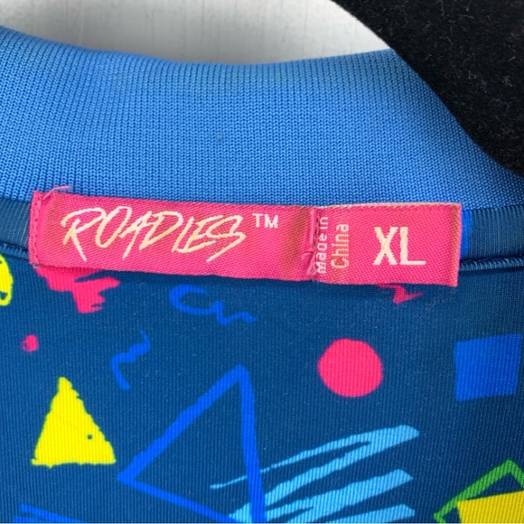 Roadies Mens XL Golf Polo Shirt Multicolor Geometric Short Sleeve 90’s Retro - Picture 5 of 10